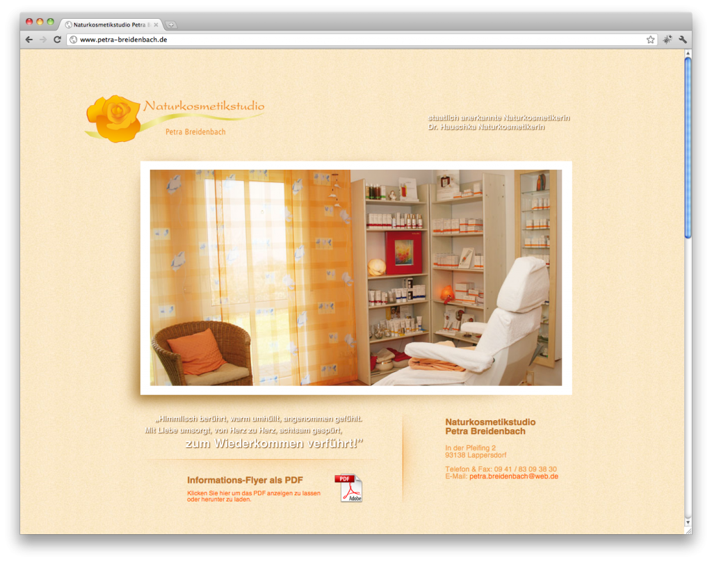 Screenshot Kosmetikstudio Webseite