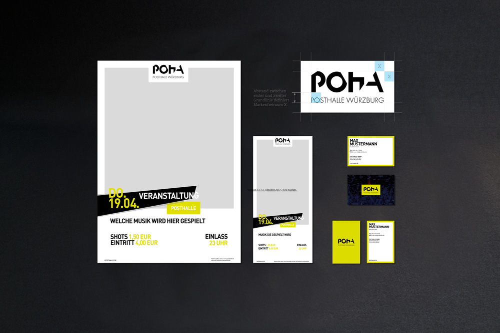 Markenkreation Posthalle Geschäftsausstattung Kommunikationsmittel Plakate Flyer Webdesign Corporate Design jo's büro für Gestaltung