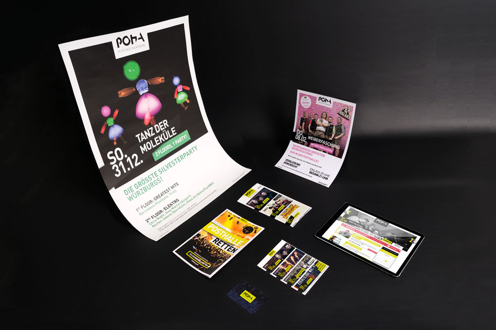 Markenkreation Posthalle Geschäftsausstattung Kommunikationsmittel Plakate Flyer Webdesign Corporate Design jo's büro für Gestaltung