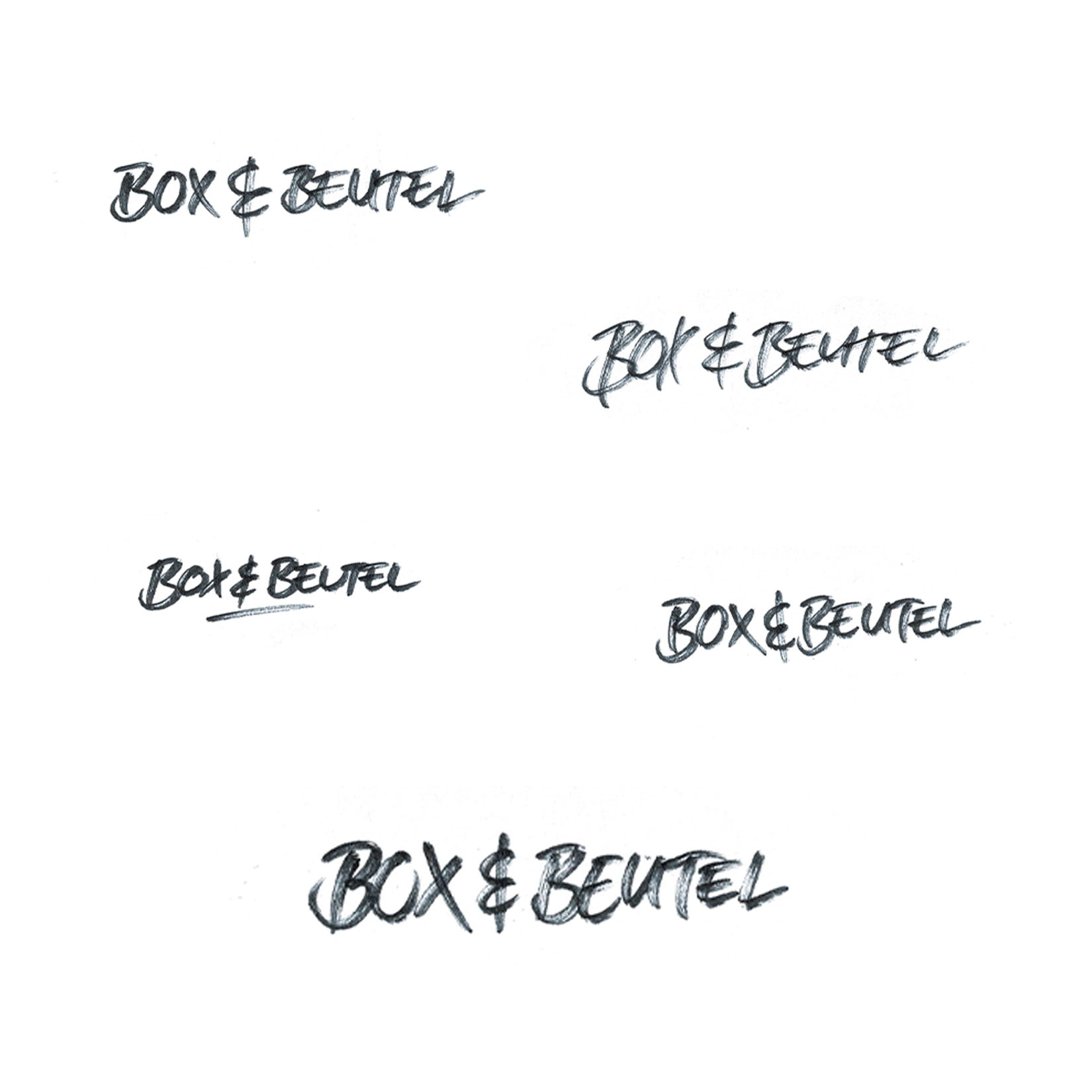 Mainfranken Podcast Logogestaltung Box&Beutel Skizzen