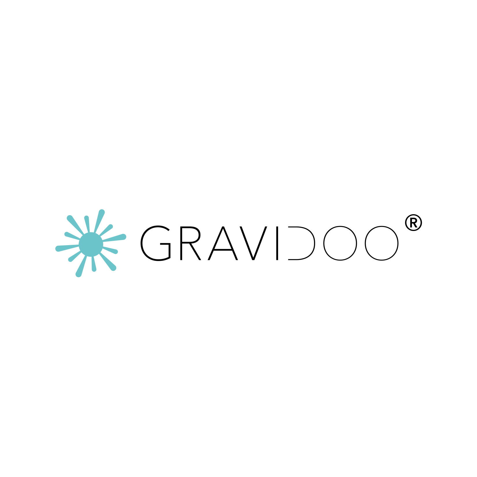 Wort und Bildmarke der Marke GRAVIDOO werden auf weißem Hintergrund präsentiert