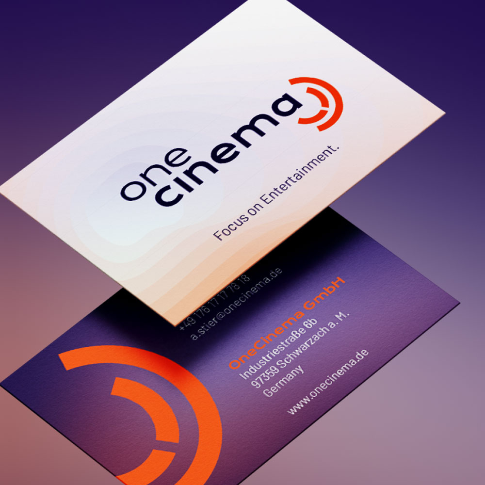 Visitenkarten Design für Markenkreation und Branding für OneCinema